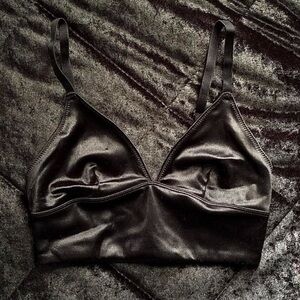 SOLD Black satin bralette top